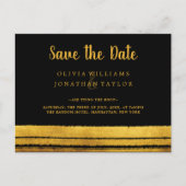 黒と金ゴールドのブラシストローク日付のポストカードを保存 案内ポストカード (正面)