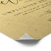 黒と金ゴールドのプラグ結婚を抜いたウェルカムサイン ポスター (角)