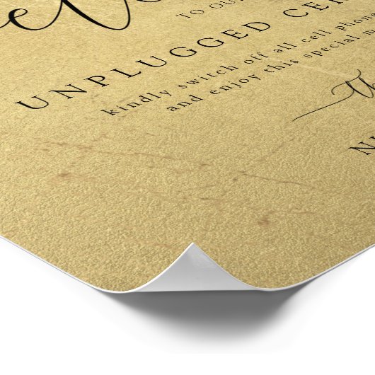 黒と金ゴールドのプラグ結婚を抜いたウェルカムサイン ポスター (角)