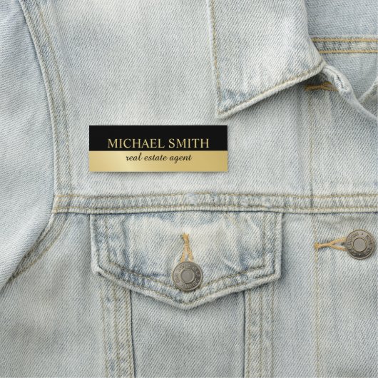 黒と金ゴールドのプロフェッショナル パーソナライズされた 名札 (インサイチュ)