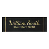 黒と金ゴールドのプロフェッショナル パーソナライズされた 名札 (正面)