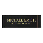 黒と金ゴールドのプロフェッショナル パーソナライズされた 名札 (正面)