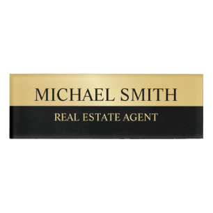 黒と金ゴールドのプロフェッショナル パーソナライズされた 名札