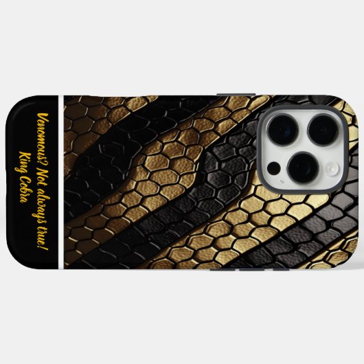 黒と金ゴールドのヘビの肌の印象的なパターン Case-Mate iPhoneケース (裏面 (横))