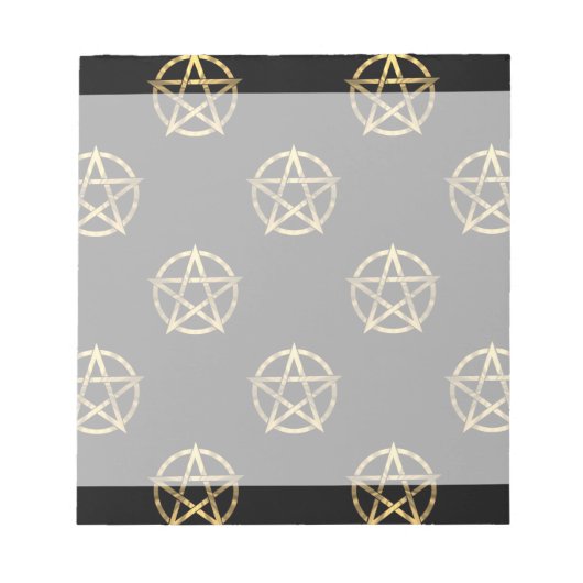 黒と金ゴールドのペンタグラム ノートパッド (正面)