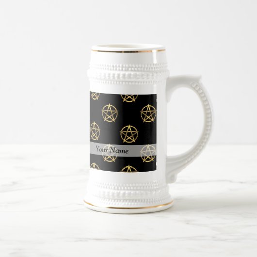 黒と金ゴールドのペンタグラム ビールジョッキ (右)