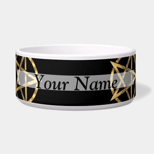 黒と金ゴールドのペンタグラム ボウル (正面)
