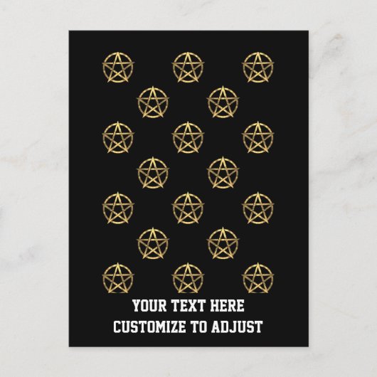 黒と金ゴールドのペンタグラム ポストカード (正面)