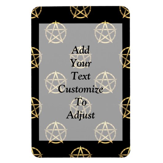 黒と金ゴールドのペンタグラム マグネット (縦)
