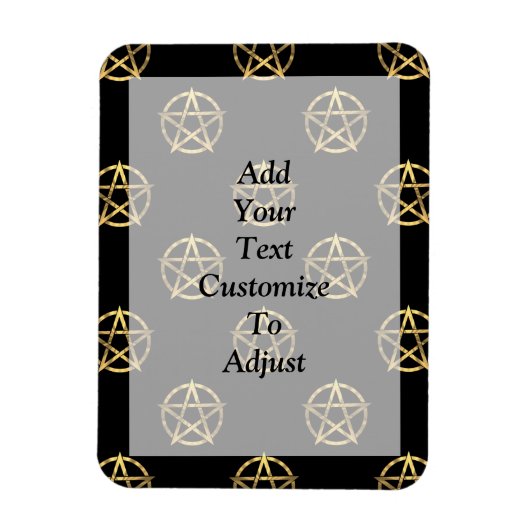 黒と金ゴールドのペンタグラム マグネット (縦)