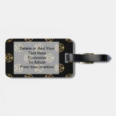 黒と金ゴールドのペンタグラム ラゲッジタグ (裏面横)