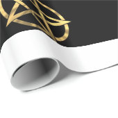 黒と金ゴールドのペンタグラム ラッピングペーパー (ロールコーナー)