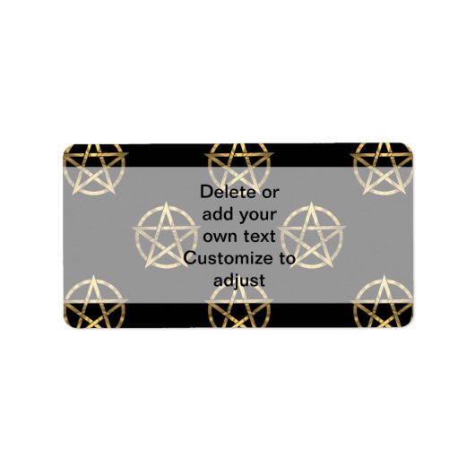 黒と金ゴールドのペンタグラム ラベル (正面)