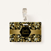 黒と金ゴールドのマスクのパターン バッジ (裏面クリップ)