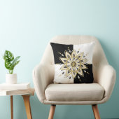 黒と金ゴールドのマンダラモダンジオメトリック背景 クッション (椅子)