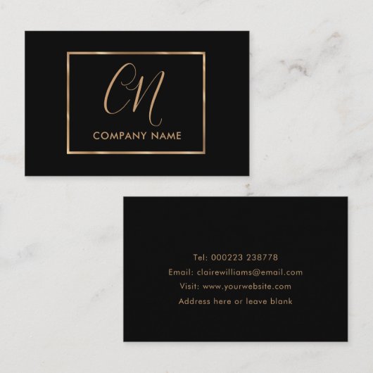 黒と金ゴールドのミニマリスト名刺 名刺 (正面/裏面)