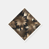 黒と金ゴールドのモダンエレガントフローラ スタンダードカクテルナプキン (角)