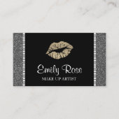 黒と金ゴールドのモダングリッター口紅が補完される 名刺 (正面)