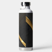 黒と金ゴールドのモダンルッストライプのクパターン ウォーターボトル (右面)