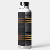 黒と金ゴールドのモダンルッストライプのクパターン ウォーターボトル (右面)