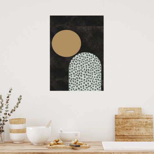 黒と金ゴールドのモダン抽象芸術 ポスター (キッチン)