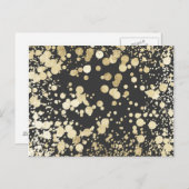 黒と金ゴールドのモダン紙吹雪パターン ポストカード (正面/裏面)