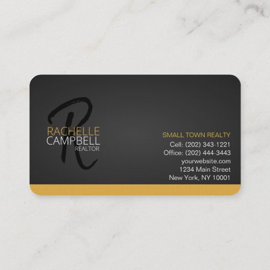 黒と金ゴールドのモノグラ実在ムエステート名刺 名刺 (裏面)