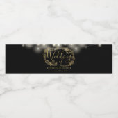 黒と金ゴールドのライトフローラ ペットボトルラベル (シングルラベル)