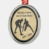 黒と金ゴールドのレスリングオーナメント パーソナライズされた メタルオーナメント (左)