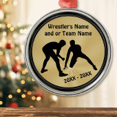 黒と金ゴールドのレスリングオーナメント パーソナライズされた メタルオーナメント