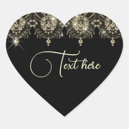 黒と金ゴールドのレースの輝エレガントき ハートシール