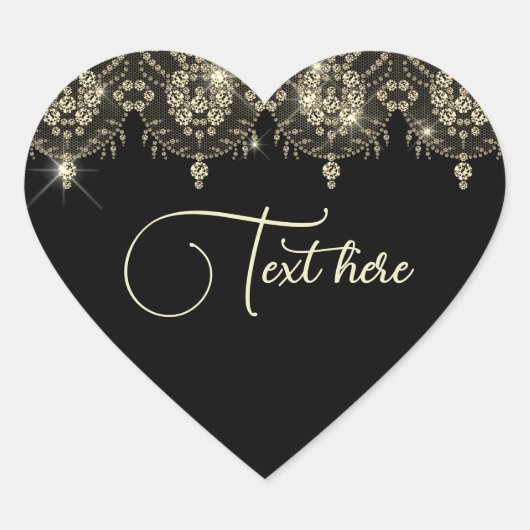 黒と金ゴールドのレースの輝エレガントき ハートシール (正面)