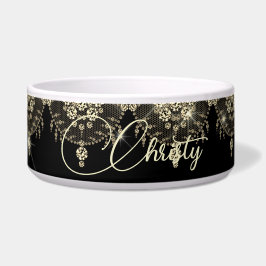 黒と金ゴールドのレースエレガントのスパークルマグ ボウル