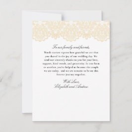 黒と金ゴールドのレースエレガントスクリプ結婚ト サンキューカード