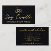 黒と金ゴールドのロウソク臭リストカード 名刺 (正面/裏面)