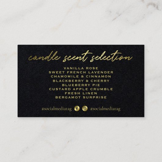 黒と金ゴールドのロウソク臭リストカード 名刺 (裏面)