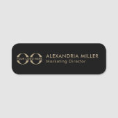 黒と金ゴールドのロゴ名タグのモダンタイポグラフィ 名札 (正面)