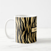 黒と金ゴールドのワイルドアニマルプリント(名前あり) コーヒーマグカップ (左)