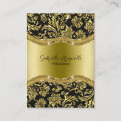 黒と金ゴールドのヴィンテージのダマスク5名刺 名刺 (正面)