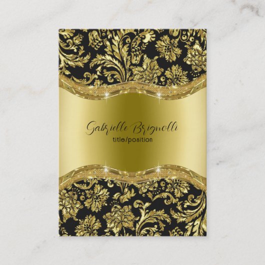 黒と金ゴールドのヴィンテージのダマスク5名刺 名刺 (正面)