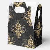 黒と金ゴールドのヴィンテージダマスクパターン フェイバーボックス (オープン)