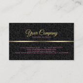 黒と金ゴールドのヴィンテージフローラマスク 名刺 (裏面)