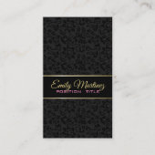 黒と金ゴールドのヴィンテージフローラマスク 名刺 (正面)