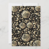 黒と金ゴールドのヴィンテージフローラ結婚リース 招待状 (裏面)