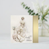 黒と金ゴールドのヴィンテージブライダルシャワー 招待状 (スタンド正面)