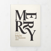 黒と金ゴールドのヴィンテージメリーの写真 三つ折りクリスマスカード (カバー)