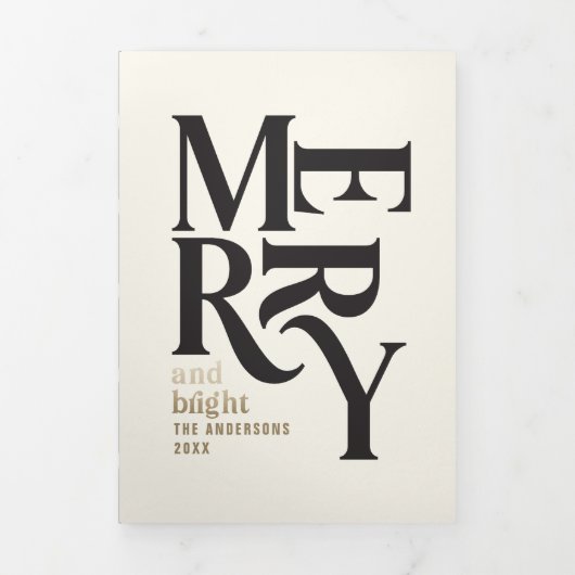 黒と金ゴールドのヴィンテージメリーの写真 三つ折りクリスマスカード (カバー)