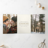 黒と金ゴールドのヴィンテージメリーの写真 三つ折りクリスマスカード (内部)