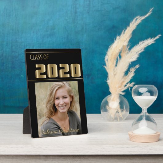 黒と金ゴールドの上品な写真卒業 フォトプラーク (側面)