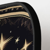 黒と金ゴールドの不気味なゴシックの太陽の月モノグラム ピックルボールラケット (左詳細)